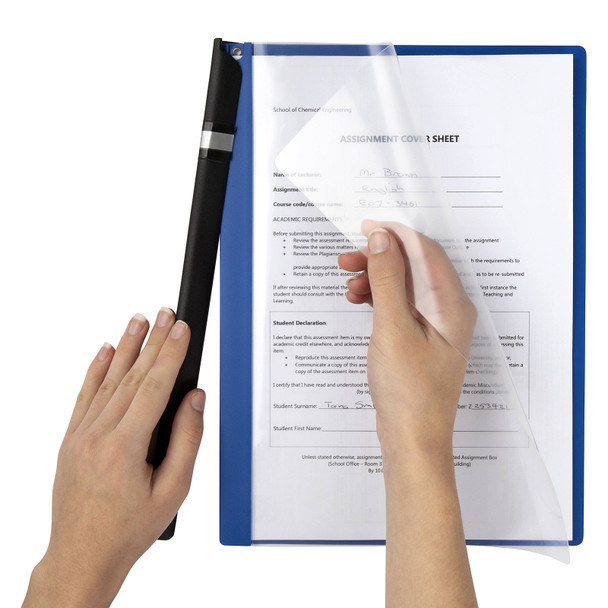 Marbig A4 Blue Spine Clamp File Box of 24