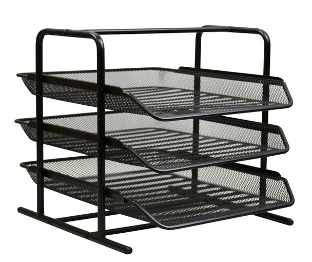 Wire Mesh Document Tray 3 Tier Black Italplast