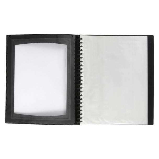 Marbig Professional Display Book 20 Pocket Refillable with Frame Black