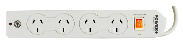 Italplast Power Board 4 Outlet with Master Switch, Surge and Overload White