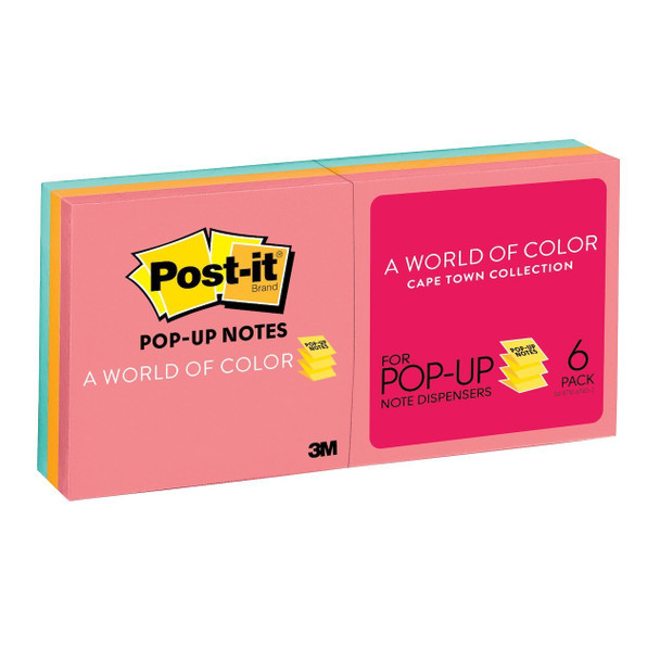 Post-it Pop-up Notes Cape Town 76 x 76mm 100 Sheets Pack of 6 R330-AN