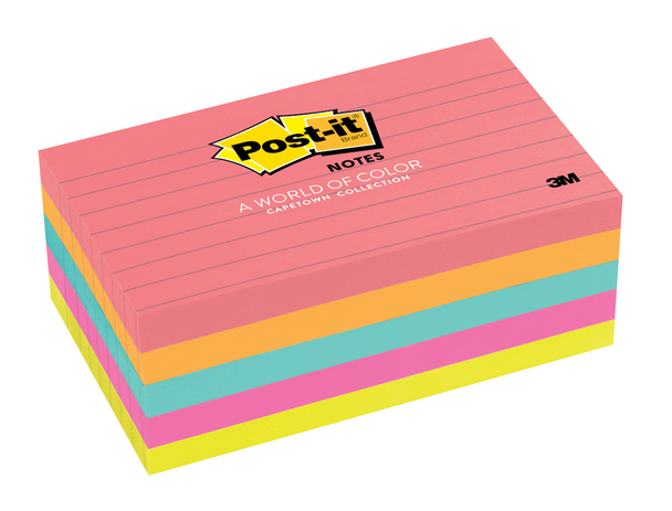 Post-it Notes Lined Cape Town 76 x 127mm 100 Sheets Pack of 5 635-5AN