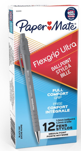 Papermate FlexGrip Ultra Retractable Ballpoint Pen Black 1.0mm – Box of 12