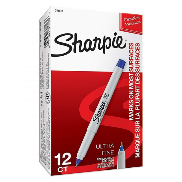 Sharpie Permanent Marker Ultra Fine Point Blue Box of 12