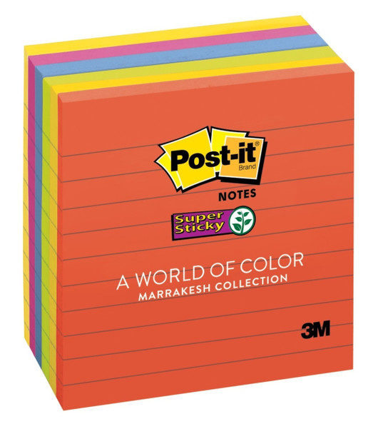 Post-it Super Sticky Notes Lined Marrakesh 101 x 101mm Pack of 6 675-6SSAN