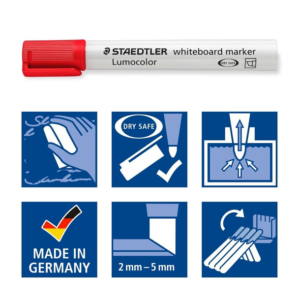 Staedtler Lumocolor Whiteboard Marker Non-Permanent Black Chisel Tip 351 B-9
