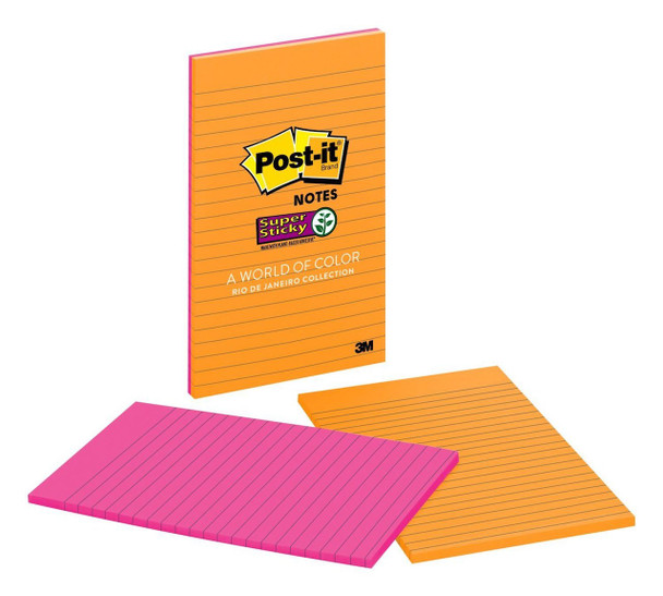 Post-it 70005250850 Super Sticky Lined Notes 5845-SSUC 127x203mm Rio de Janeiro Collection - 4/Pack | Its A Mega Thing