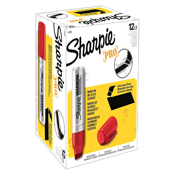 Sharpie Pro Magnum Permanent Marker Chisel Tip Red Box of 12