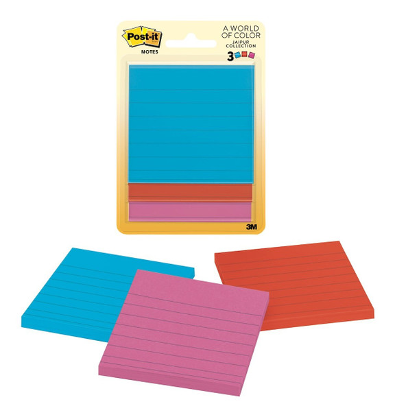 Post-it Notes Lined Jaipur 76 x 76mm 50 Sheets Pack of 3 6301