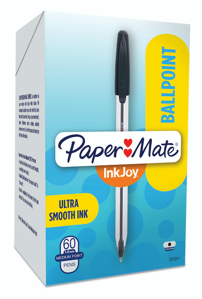 Papermate Inkjoy 50ST Capped Ballpoint Pen Medium 1.0mm Black Box of 60
