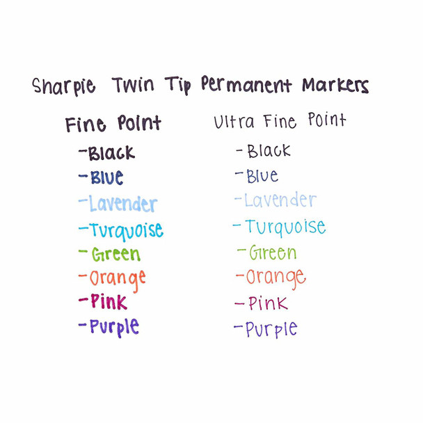 Sharpie Twin Tip Permanent Marker Fine and Ultra Fine Black Box 12