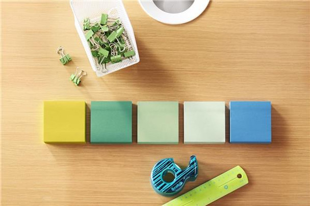 Post-it 70005251403 Recycled Super Sticky Notes 654-5SST 76x76mm Bora Bora Collection - 90 Sheets/Pad, 5 Pads/Pack | MegaX