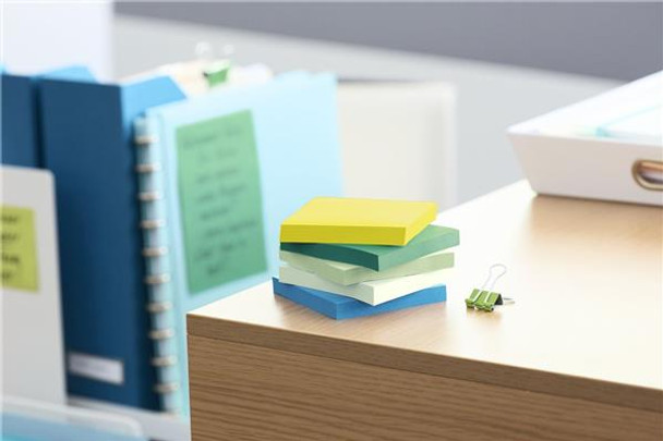 Post-it 70005251403 Recycled Super Sticky Notes 654-5SST 76x76mm Bora Bora Collection - 90 Sheets/Pad, 5 Pads/Pack | MegaX