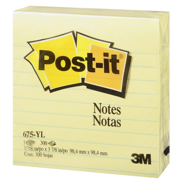 Post-it 675-YL Notes Lined Canary Yellow 101 x 101mm 300 Sheets