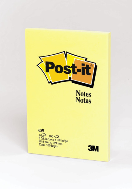 Post-it 659 Notes Canary Yellow 101 x 152mm 100 Sheets Pack of 12
