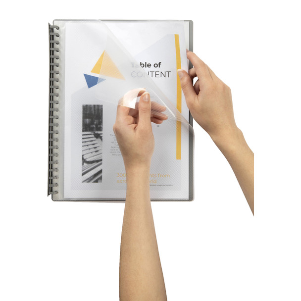 Marbig Display Book 20 Pocket Refillable A4 Clear Grey