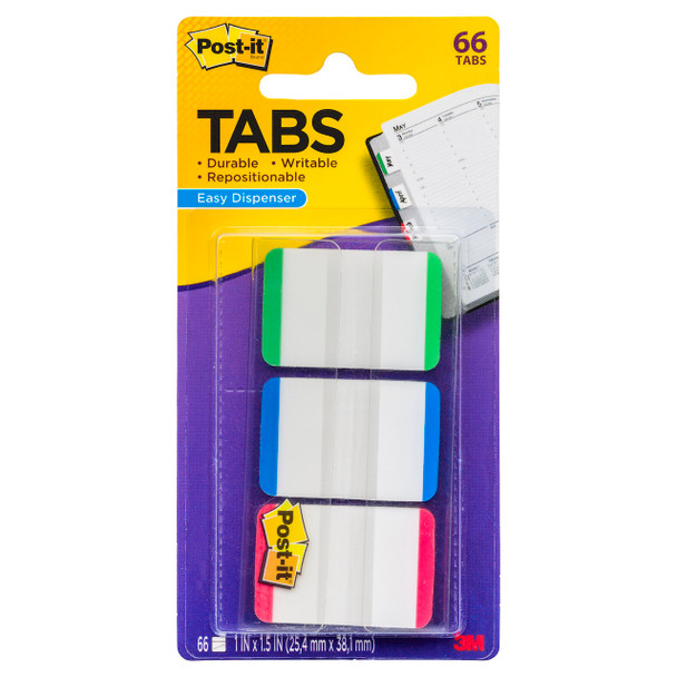 Post-it Durable Tabs Green Blue Red 25 x 38mm 686L-GBR