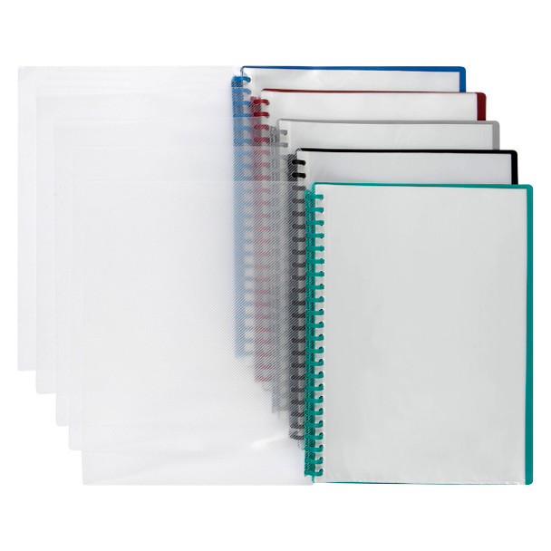 Marbig Display Book Refillable 20 Pocket A4 Clear Assorted Box of 12