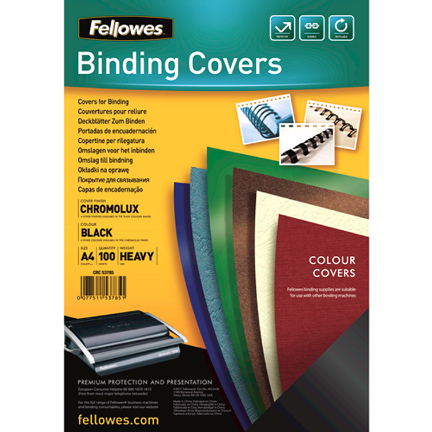 Fellowes Binding Covers Gloss A4 Black