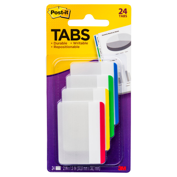 Post-it Durable Tabs Red Yellow Green Blue 50 x 38mm 686F-1