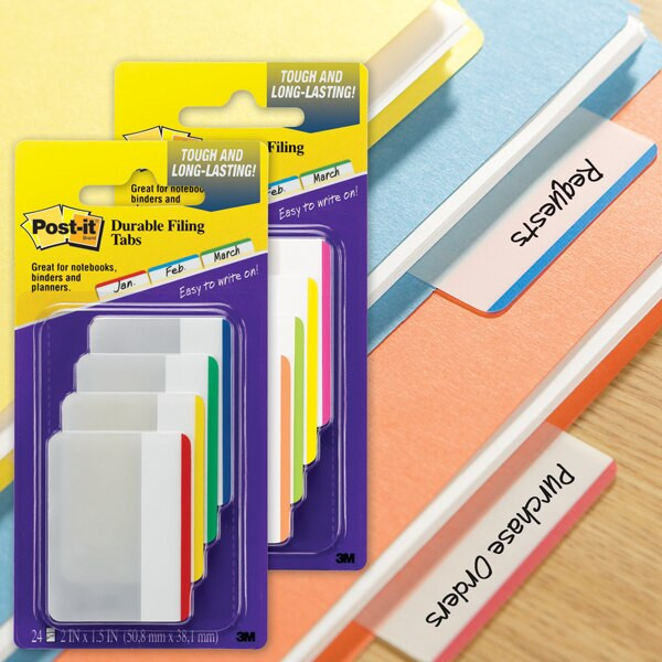 Post-it 686F-1 Durable Tabs Red Yellow Green Blue 50 x 38mm