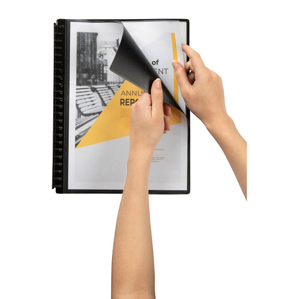 Marbig Refillable Display Book with 20 Pocket Insert Cover A4 Black