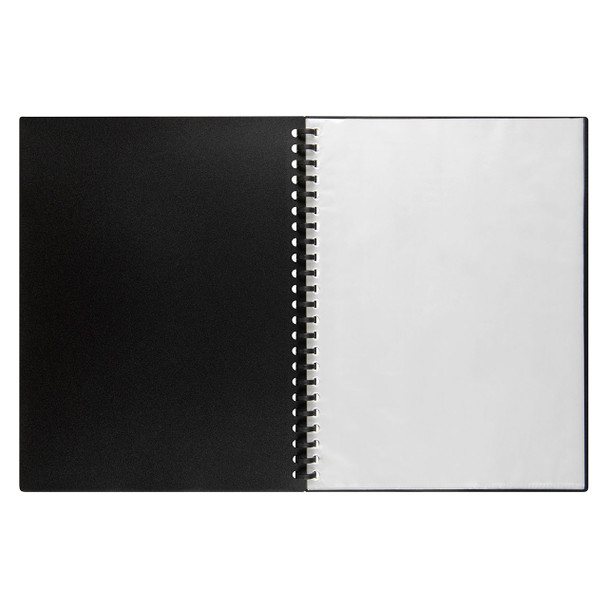Marbig Refillable Display Book with Insert Cover A4 - 20 Pockets Black #2008402 | Mega Office Supplies