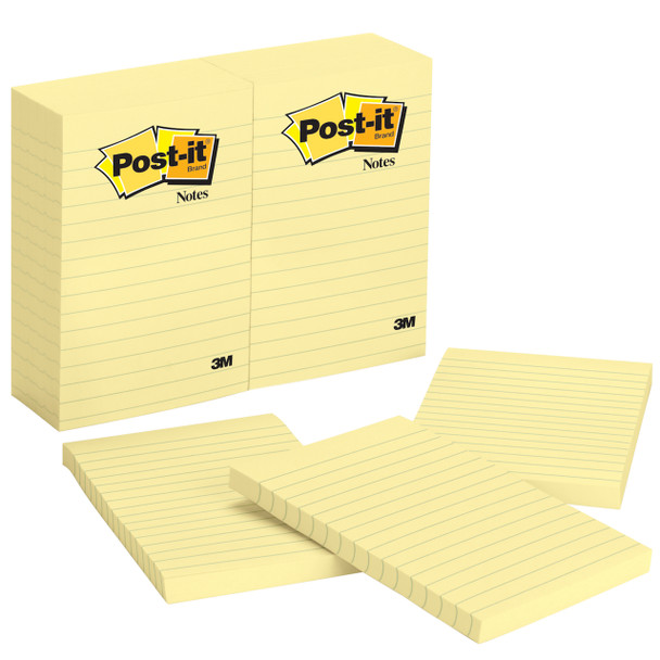 3M Post-it Notes Lined Yellow 101x152mm 100 Sheets