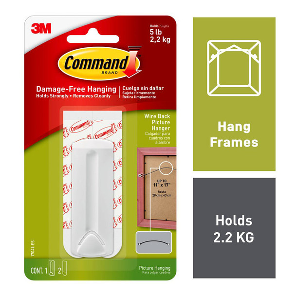 Command Wire-Back Picture Hanger mounted on wall with framed artwork