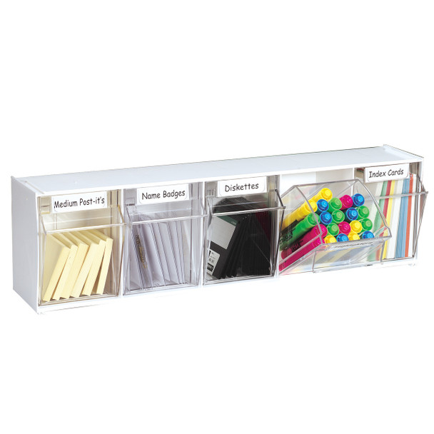 Deflecto Tilt Bin Storage System White 5 Bin