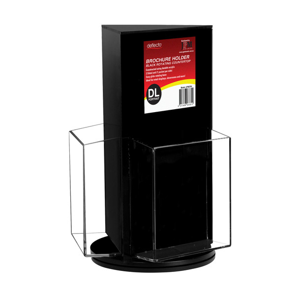 JPM 592704 Deflecto Rotating Countertop Brochure Holder - DL Black | It's A Mega Thing