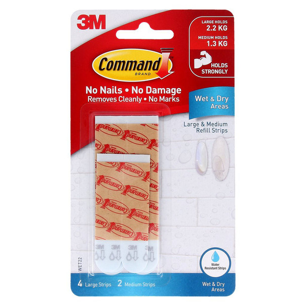 COMMAND XA006713862 WET & DRY COMBO REFILL STRIPS WET-22 MEDIUM AND LARGE 