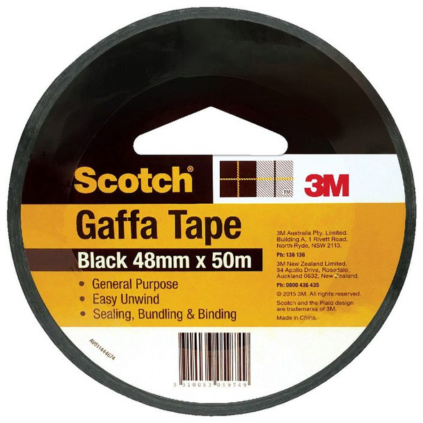 Scotch 933 Gaffa Tape 48mm x 50m Black Carton of 24