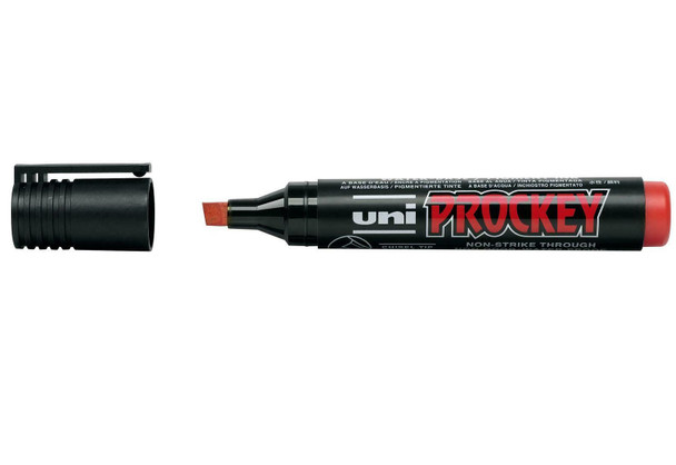 Uni Prockey (PM-126) Permanent Marker Chisel Tip 5.7mm Red - Box of 12 - Uniball Rollerball Pen, Uni Ball Pens, Uniball Markers, Uni-Ball Markers, uni ball, uniball | It's A Mega Thing