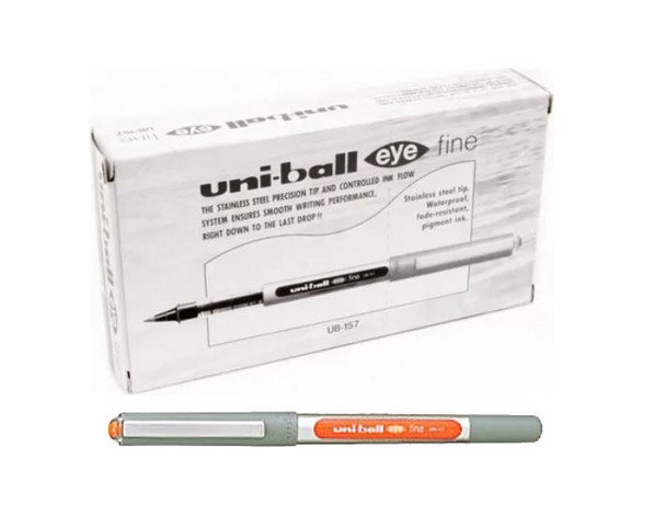 Uni-Ball Eye (UB-157) Liquid Ink Rollerball Pen Fine 0.7mm Orange - Box of 12 Uniball Rollerball Pen, Uni Ball Pens | It's A Mega Thing
