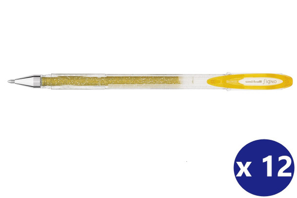 Uni-Ball Signo Sparkling (UM-120SP) Gel Ink Rollerball Pen 1.0mm Gold - Box of 12 - Uniball Rollerball Pen, Uni Ball Pens, Uniball Markers, Uni-Ball Markers, uni ball | It's A Mega Thing