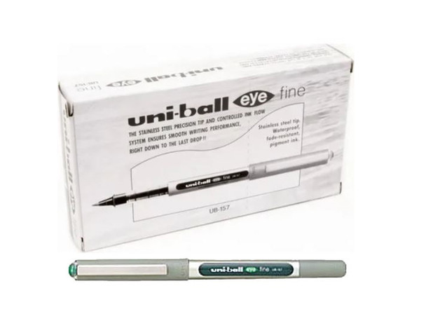 Uni-Ball Eye (UB-157) Liquid Ink Rollerball Pen Fine 0.7mm Green - Box of 12 - Uni-Ball Markers, posca pens, posca markers, posca chalk markers, posca marker pen, uni ball | It's A Mega Thing