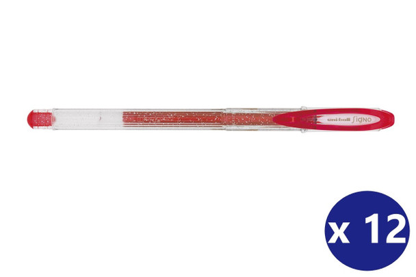 Uni-Ball Signo Sparkling (UM-120SP) Gel Ink Rollerball Pen 1.0mm Red - Box of 12 - Uni Ball Pens, Uniball Markers, Uni-Ball Markers, posca pens, posca markers | It's A Mega Thing