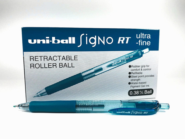 Uni-Ball Signo RT (UMN-138) Retractable Gel Ink Rollerball Pen Ultra Fine 0.38mm Blue/Black - Box of 12 | It's A Mega Thing