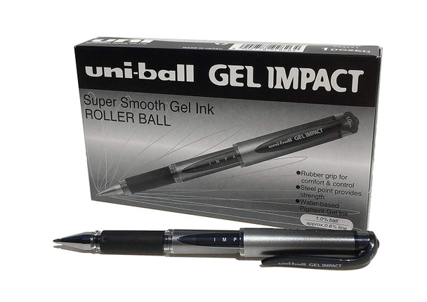 Uni-Ball Gel Impact (UM-153S) Gel Ink Rollerball Pen Broad 1.0mm Black - Box of 12 Uniball Rollerball Pen, Uni Ball Pens, Uniball Markers | It's A Mega Thing
