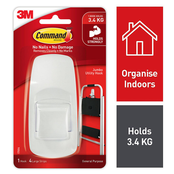 Command Jumbo Hook White (3.4kg)