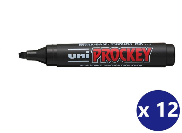 Uni Prockey (PM-126) Permanent Marker Chisel Tip 5.7mm Black - Box of 12 - Uni Ball Pens, Uniball Markers, Uni-Ball Markers, posca pens, posca markers, posca chalk markers, posca marker pen | It's A Mega Thing