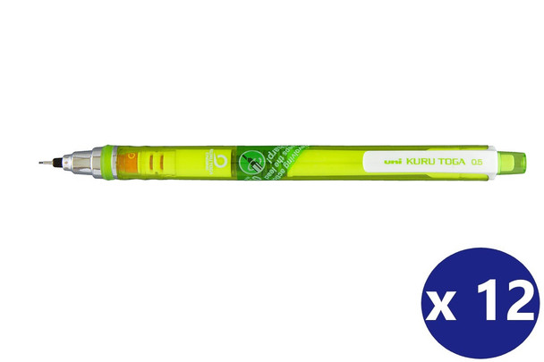 Uni Kuru Toga (M5-450T) Mechanical Pencil 0.5mm Green Barrel - Box of 12 - Uniball Rollerball Pen, Uni Ball Pens, Uniball Markers, Uni-Ball Markers, posca pens, posca markers | It's A Mega Thing