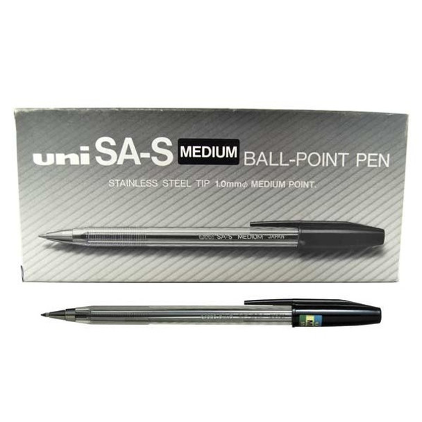 Uni SA-S (MEDSASBK) Ballpoint Pen Medium 1.0mm Black - Box of 12 - Uniball Rollerball Pen, Uni Ball Pens, Uniball Markers, Uni-Ball Markers, posca pens, posca markers | It's A Mega Thing