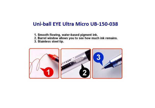Uni-Ball Eye (UB-150-038) Liquid Ink Rollerball Pen Ultra Micro 0.38mm Blue - Box of 12 - , posca paint pens, uni ball paint markers, posca bundle, posca paint markers, Uniball Permanent Markers | It's A Mega Thing