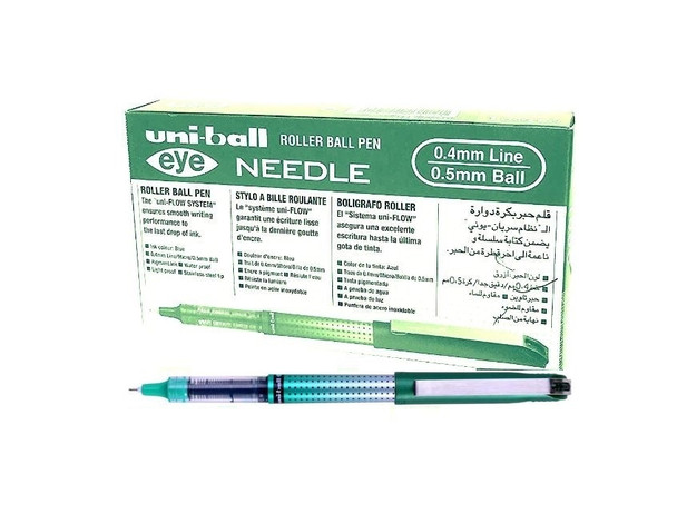 Uni-Ball Eye Needle (UB-185S) Liquid Ink Rollerball Pen Micro 0.5mm Green - Box of 12 - Uni Ball Pens, Uniball Markers, Uni-Ball Markers, posca pens, posca markers | It's A Mega Thing