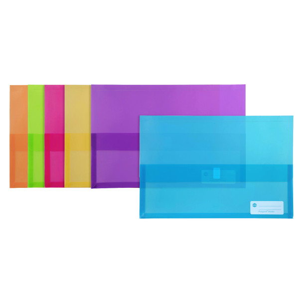 Marbig Polypick Document Wallet Foolscap Assorted Pack of 12