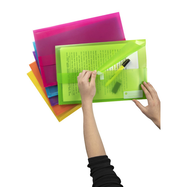 Marbig Foolscap Polypick Document Wallet Assorted Pack of 12