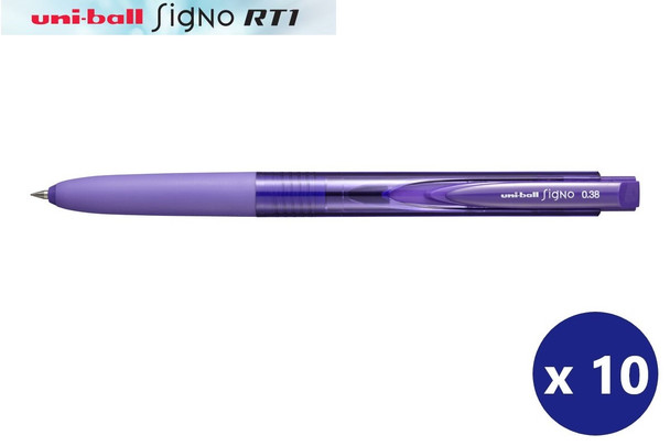 Uni-Ball Signo RT1 (UMN155-038) Gel Ink Rollerball Pen Ultra Fine 0.38mm Violet - Box of 10 - Uniball Permanent Markers, Uniball Australia, Posca Australia | It's A Mega Thing
