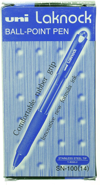 Uni Laknock (SN-100) Retractable Ballpoint Pen Broad 1.4mm Blue - Box of 12 - posca marker pen, uni ball, uniball, uni posca, markers bundle | It's A Mega Thing